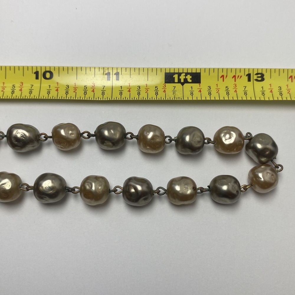 Vintage Champagne Gray Glass Baroque Pearls Graduated Cluster Pendant Necklace - Picture 13 of 14